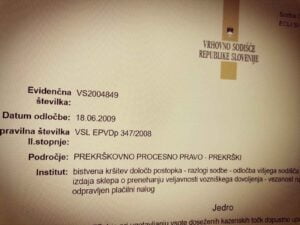 Ne izvedba ključnega dokaza - Sodba IV Ips 17 2009